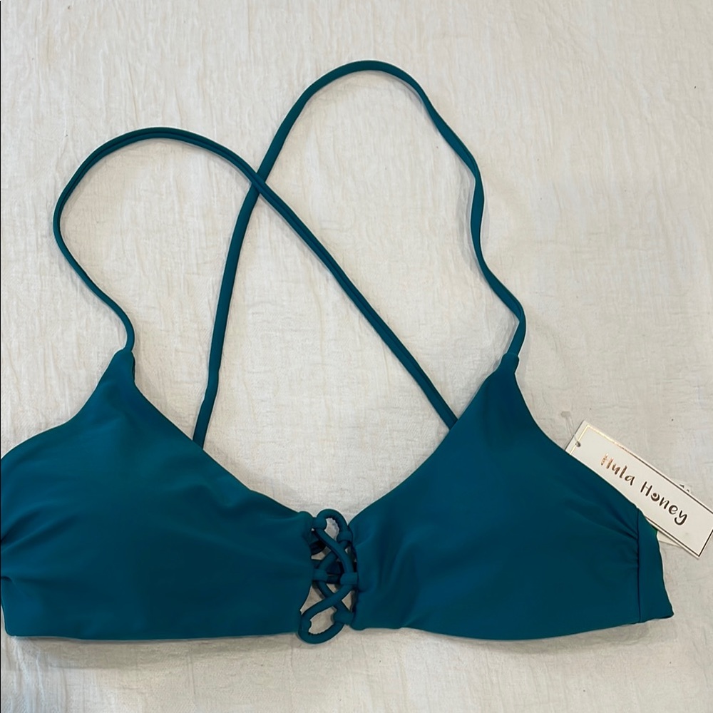 Teal Green Bikini Top. Completely adjustable. Never worn. Fits a M-L